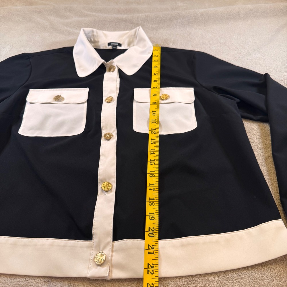 Luxury Parisian Old Money Yacht Club Black White Gold Button Quiet Luxe Sz L - Picture 7 of 10